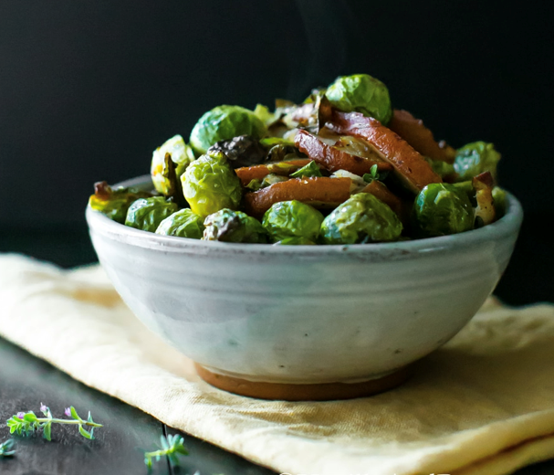 Roasted Brussel Sprouts Pears with Thyme - Rainier Fruit